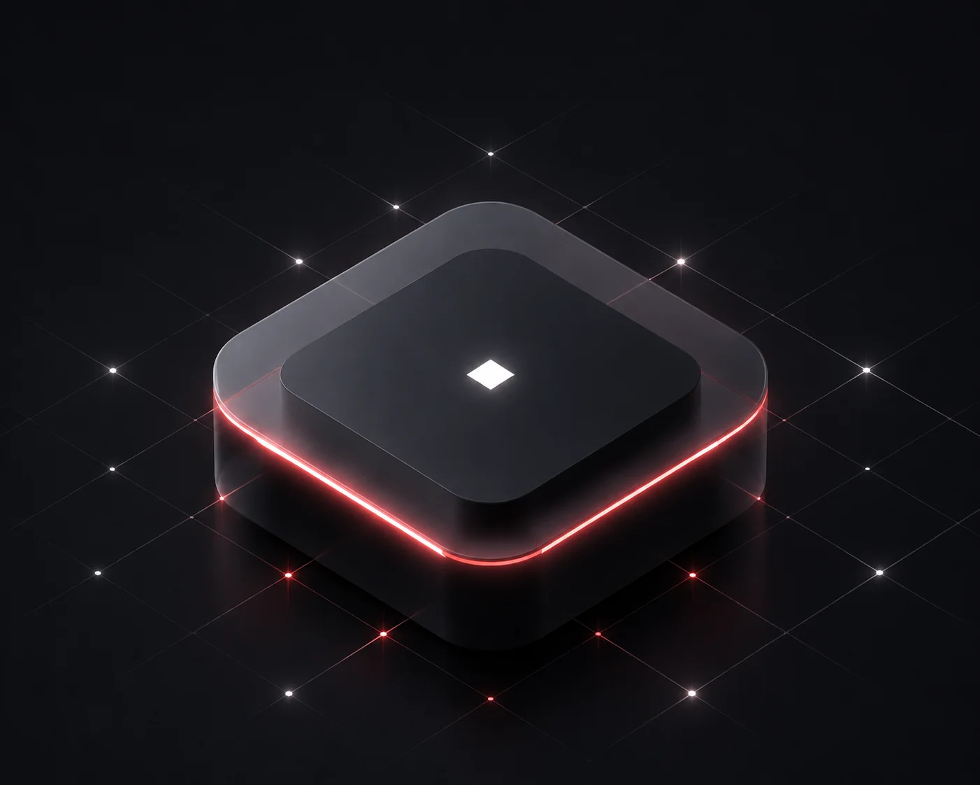 Glowing cube render — Evolve AI