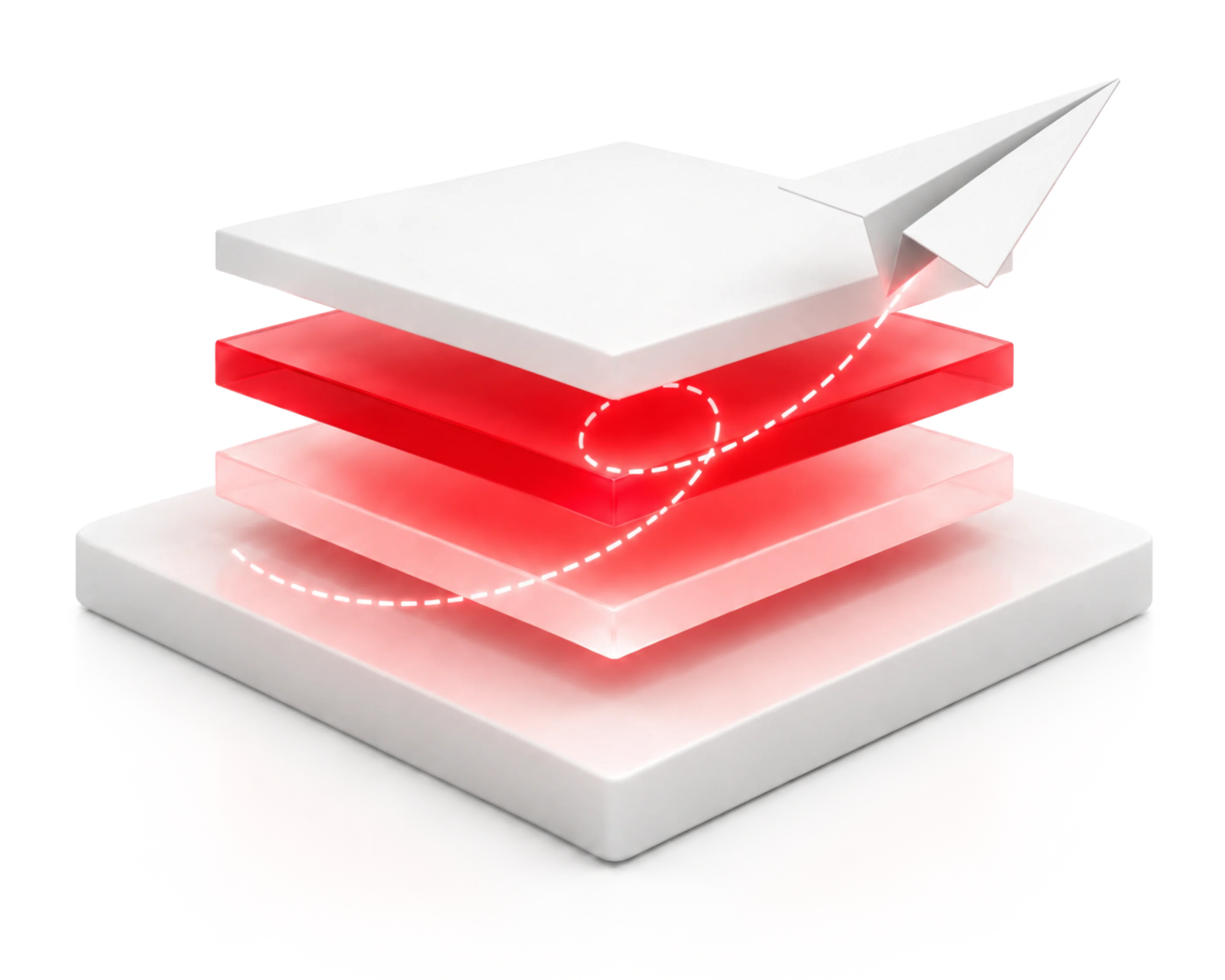 Layered abstract render representing the BurnsRED approach