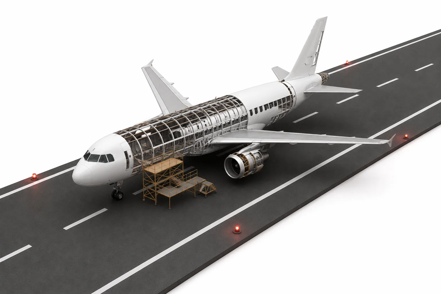 Commercial aircraft on runway — pilot stage